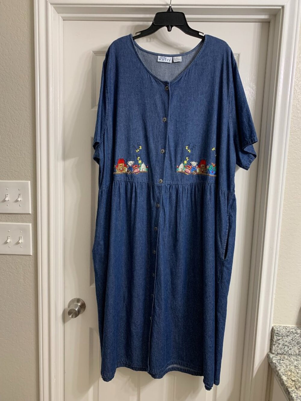 Kathy White Brand Women's Long Denim Dress, Size 3X